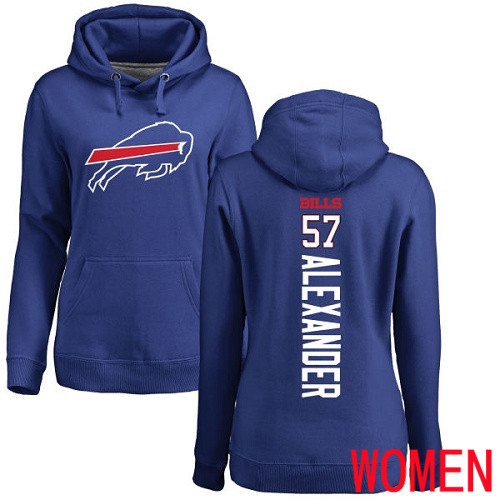 NFL Women Buffalo Bills #57 Lorenzo Alexander Royal Blue Backer Pullover Hoodie Sweatshirt